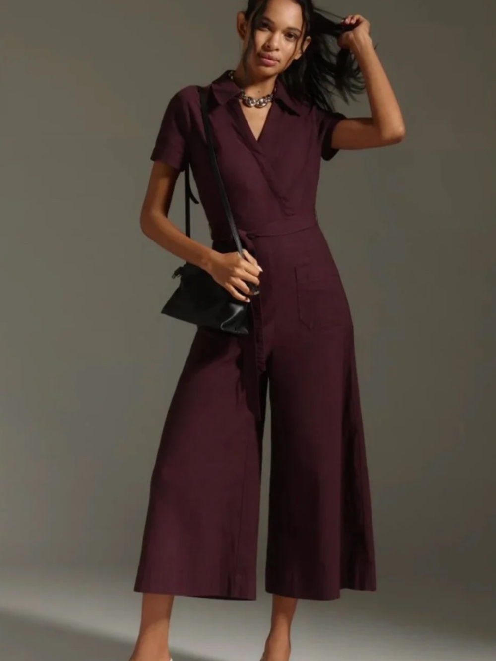 Anthropologie The Collette Wrap Jumpsuit by Maeve in Plum 2